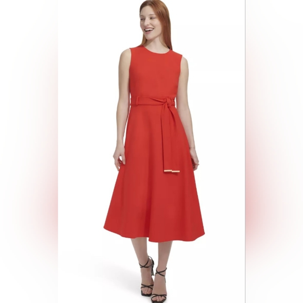 Andrew Marc Vibrant Red Midi Dress